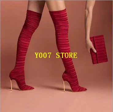 2019 Women Black Red Beige Stretch Satin Over The Knee High Boots Sexy Ladies Party High Heels Shoes Woman Plus Size 35-42
2019 Women Black Red Beige Stretch Satin Over The Knee High Boots Sexy Ladies Party High Heels Shoes Woman Plus Size 35-42