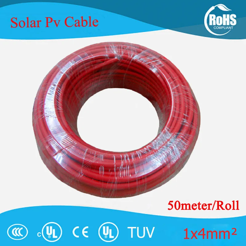 1 лот/50 метров 4mm2 (12AWG) солнечный провод красный или черный Солнечный Pv кабель провод медный проводник XLPE куртка TUV сертификат
1 лот/50 метров 4mm2 (12AWG) солнечный провод красный или черный Солнечный Pv кабель провод медный проводник XLPE куртка TUV сертификат