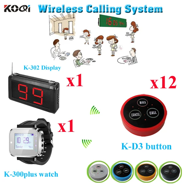 Digital Wireless Waiter Calling System Monitor With Watch Pager And Transmitters For Guest Use (1 display+ 1 watch+12 button)
Digital Wireless Waiter Calling System Monitor With Watch Pager And Transmitters For Guest Use (1 display+ 1 watch+12 button)