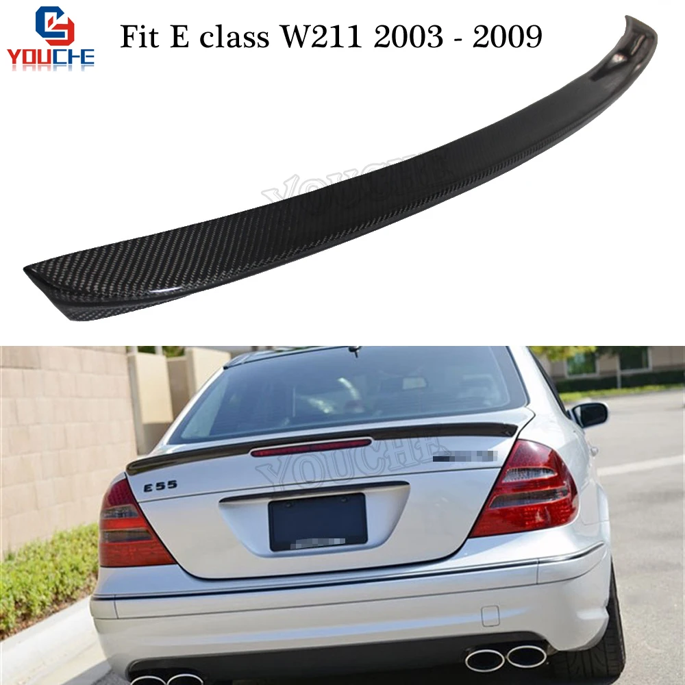 Крыло заднего спойлера W211 AMG из углеродного волокна для Mercedes E Class 4 door Sedan 2003 2009 E200