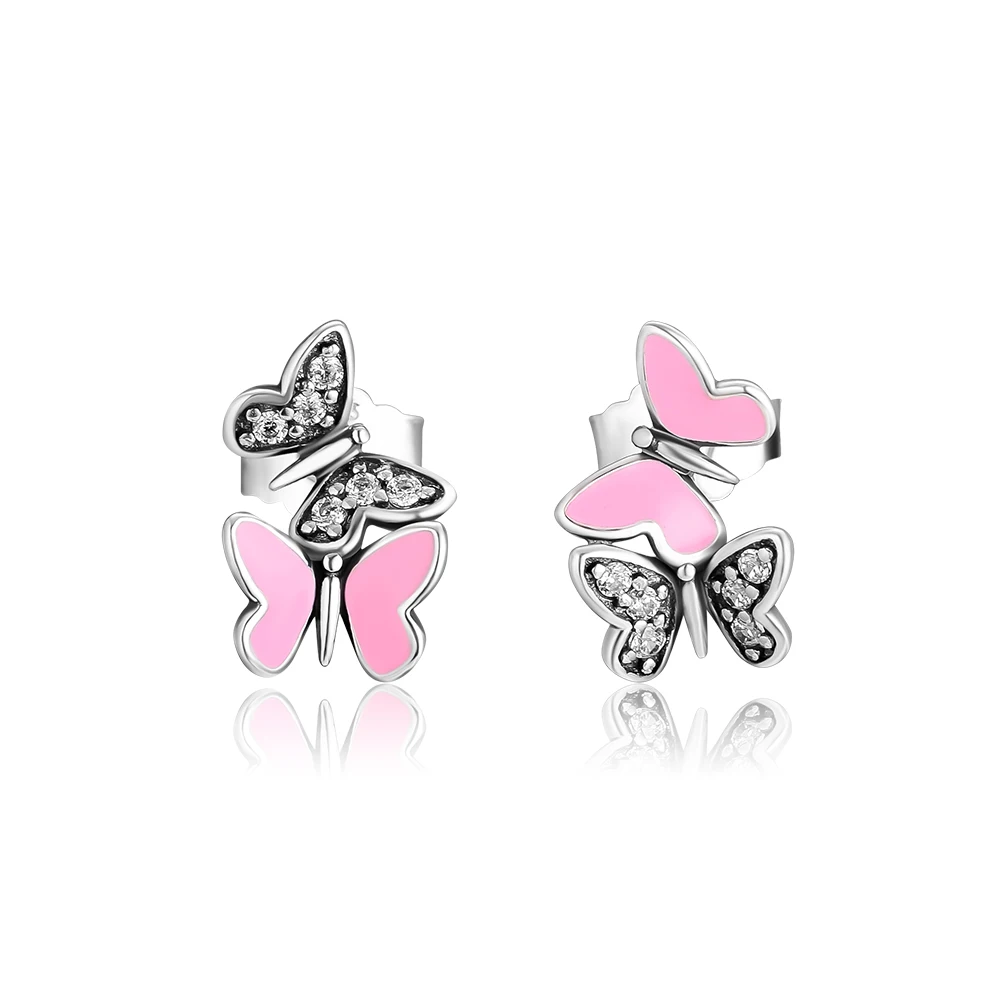 Fluttering Butterflies Stud Earrings with Soft Pink Enamel & Clear CZ 100% 925 Sterling-Silver-Jewelry Free Shipping
Fluttering Butterflies Stud Earrings with Soft Pink Enamel & Clear CZ 100% 925 Sterling-Silver-Jewelry Free Shipping