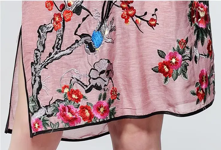 Vintage Dress Women Plus Size Silk Linen Embroidery Spring Summer Fashion V-neck Half sleeve Side split Loose A Line Dress
Vintage Dress Women Plus Size Silk Linen Embroidery Spring Summer Fashion V-neck Half sleeve Side split Loose A Line Dress