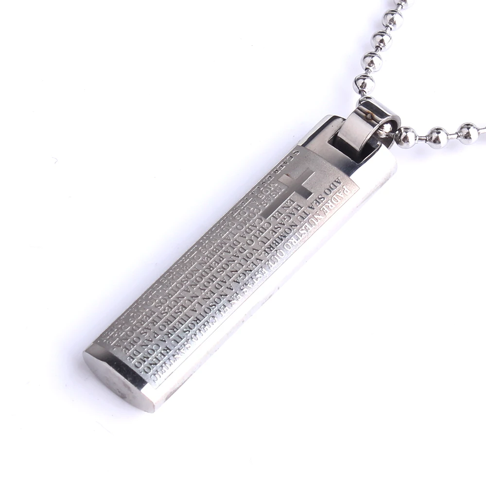 Cylinder Cross Bible pendant necklaces bead chain for men women 316L Stainless Steel wholesale
Cylinder Cross Bible pendant necklaces bead chain for men women 316L Stainless Steel wholesale