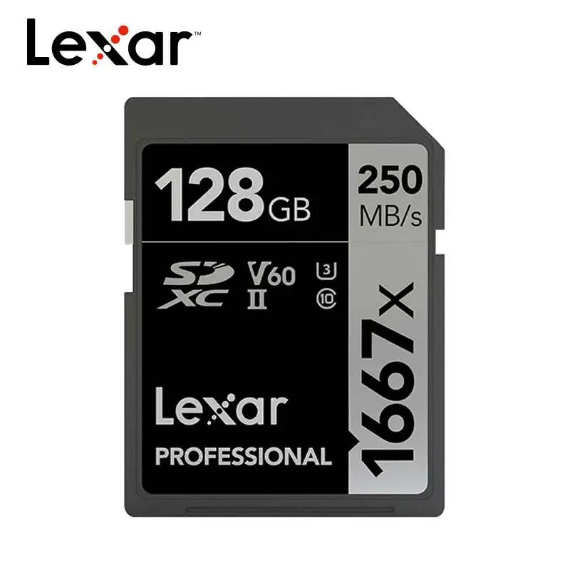 Фото Оригинальная карта памяти Lexar 250 Φ 1667x SD 64 Гб 128 ГБ 256 SDXC МБ/с. U3 для цифровой камеры 3D
