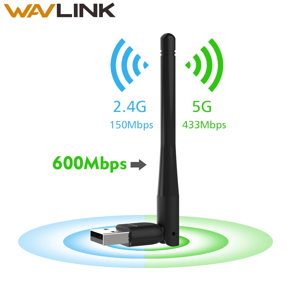 Wavlink USB Wifi адаптер 600 Мбит/с WiFi донгл двухдиапазонный 2 4/5 ГГц беспроводной приемник