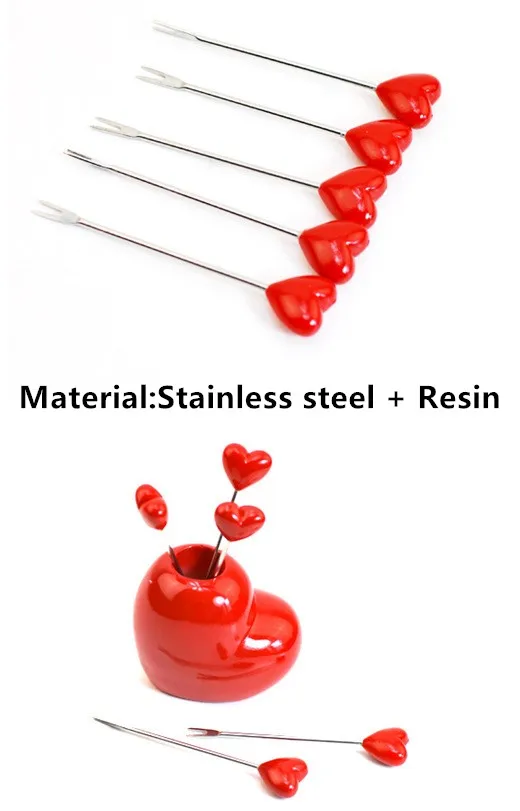 Red Stainless steel resin 5 pcs +1 Stand Heart shaped Fruits Fork Home Party Vegetable Fork Fruit Snack Dessert Forks Holder
Red Stainless steel resin 5 pcs +1 Stand Heart shaped Fruits Fork Home Party Vegetable Fork Fruit Snack Dessert Forks Holder