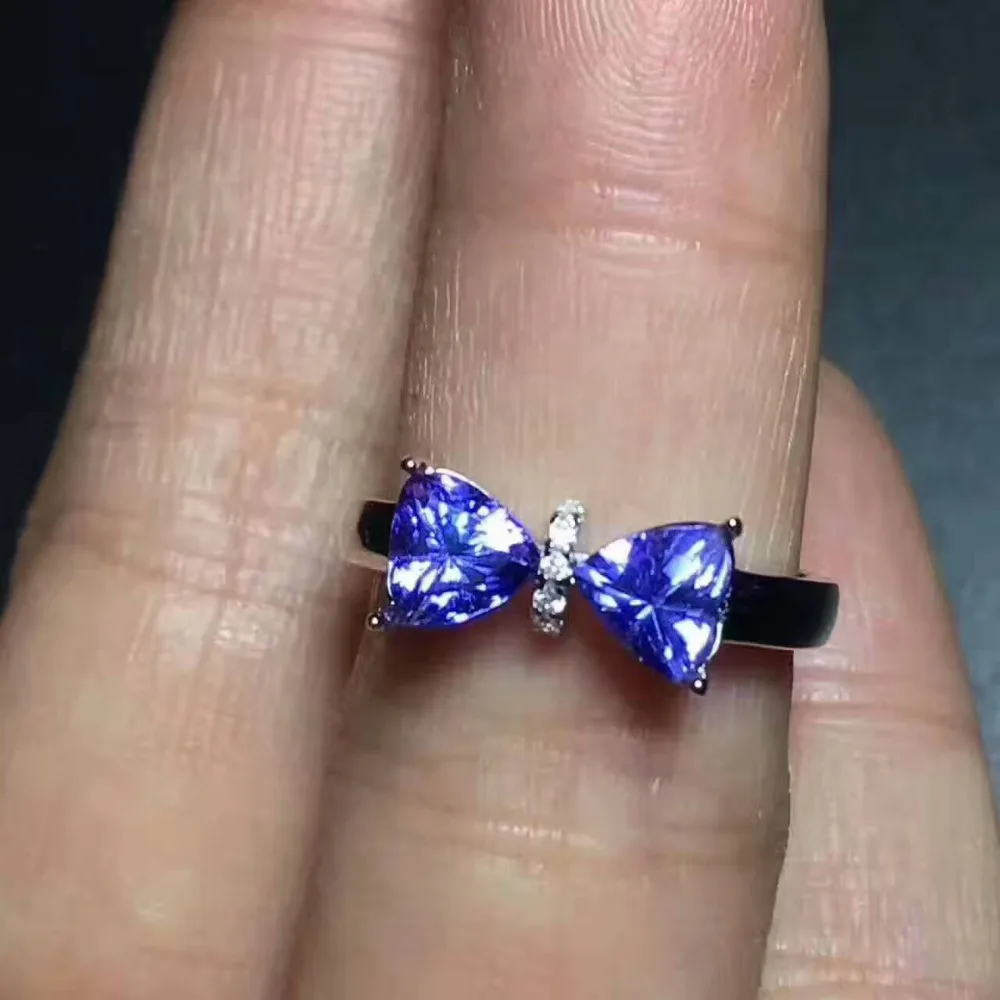 Natural blue tanzanite stone Natural gemstone Ring 925 sterling silver Elegant Triangle bow-knot women's gril party Jewelry
Natural blue tanzanite stone Natural gemstone Ring 925 sterling silver Elegant Triangle bow-knot women's gril party Jewelry