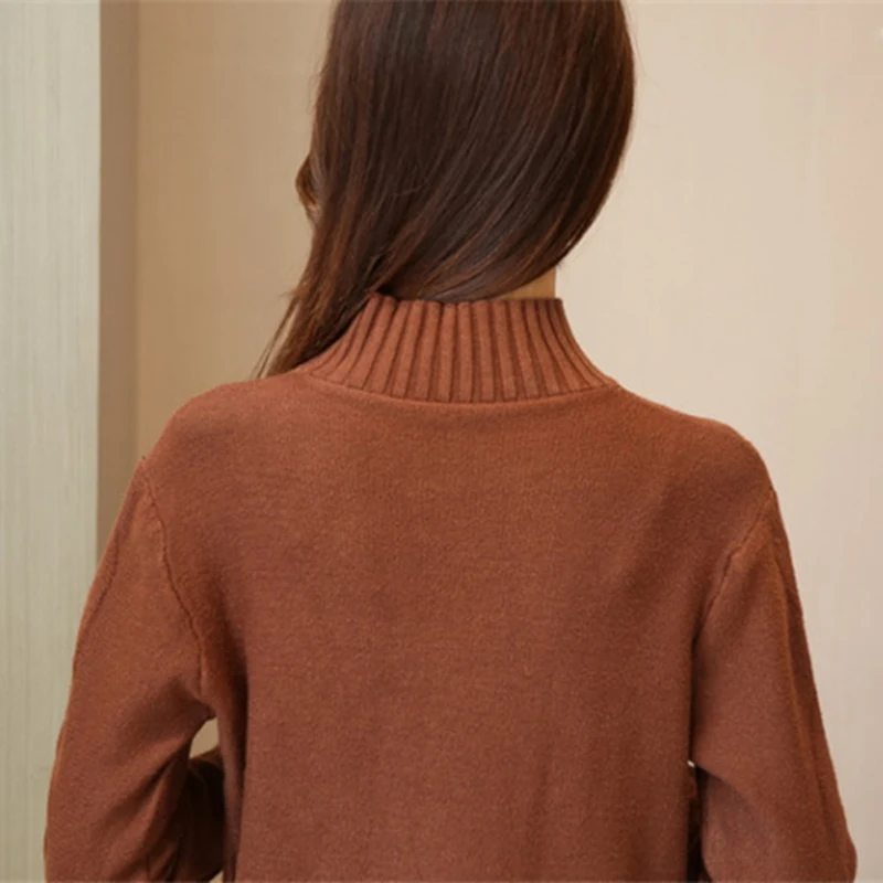 Autumn Winter Medium Long Women Sweater Pullover Solid Half Turtleneck Loose Knit Long-sleeved Sweater Female Bottoming Shirt
Autumn Winter Medium Long Women Sweater Pullover Solid Half Turtleneck Loose Knit Long-sleeved Sweater Female Bottoming Shirt