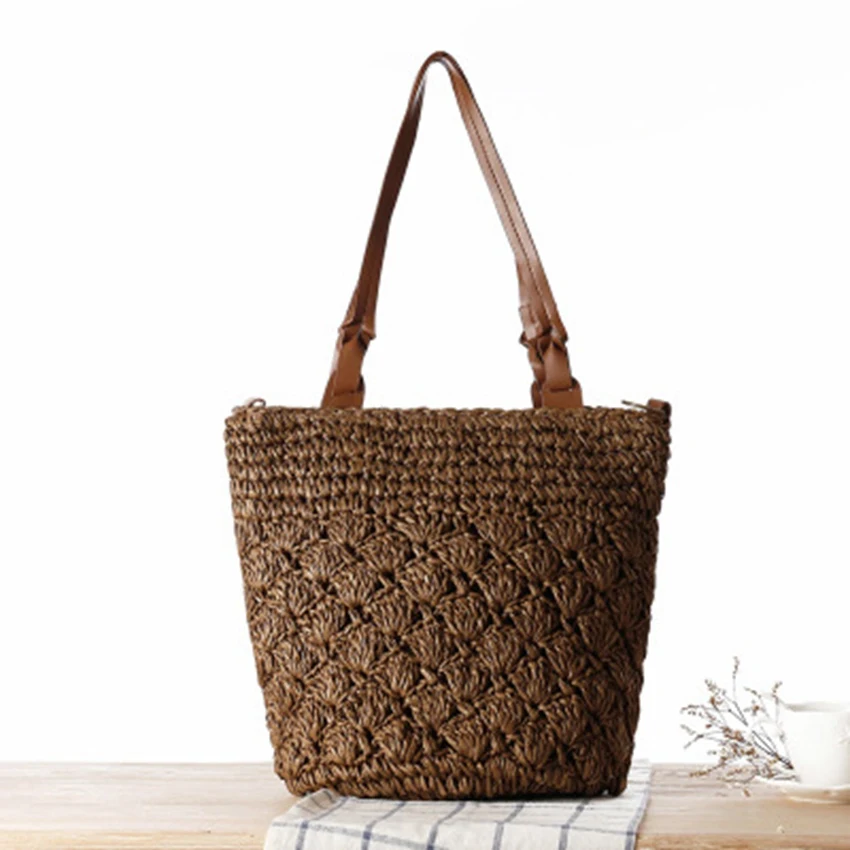 National wind new style simple solid color woven bag Sen woman Shoulder Messenger dual-use woven bag wild holiday beach bag
National wind new style simple solid color woven bag Sen woman Shoulder Messenger dual-use woven bag wild holiday beach bag