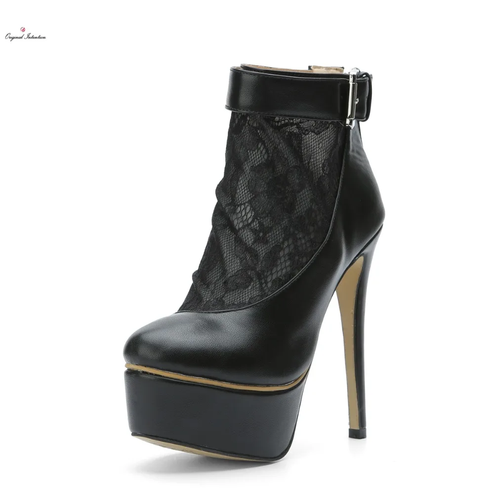 Original Intention Stylish Women Ankle Boots Platform Lace Thin High Heels Boots Fashion Black Buckle Shoes Woman Big ize 3-10.5
Original Intention Stylish Women Ankle Boots Platform Lace Thin High Heels Boots Fashion Black Buckle Shoes Woman Big ize 3-10.5