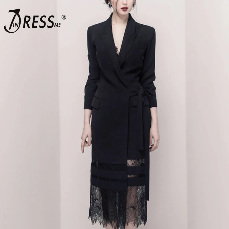 INDRESSME 2018 New Women Basic Coats Black White Deep V Neck Open Stitch Long Sexy Lace Coat With Belt
INDRESSME 2018 New Women Basic Coats Black White Deep V Neck Open Stitch Long Sexy Lace Coat With Belt