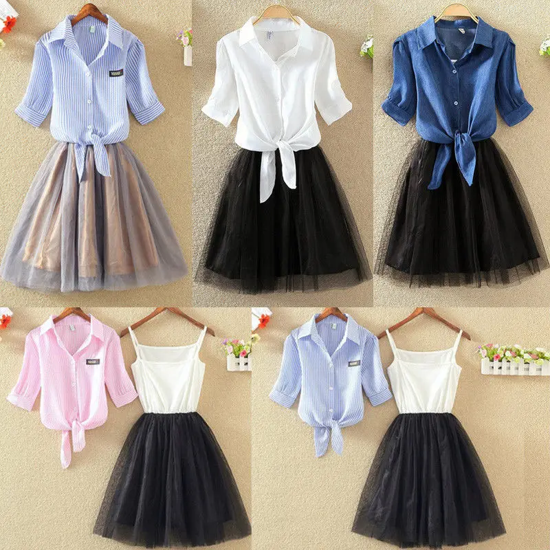 Brand Fashion Women Summer Half Sleeve Striped Loose T-Shirt + Sling Tutu Mini Dress Casual 2Pcs Set Sweet Elegant Soft Clothing
Brand Fashion Women Summer Half Sleeve Striped Loose T-Shirt + Sling Tutu Mini Dress Casual 2Pcs Set Sweet Elegant Soft Clothing