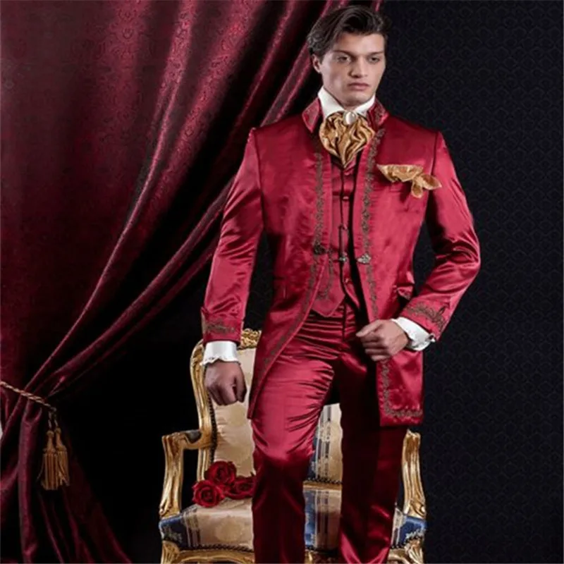 Luxury Embroidery Red Mens Suits Vintage Groom Tuxedos For Men Groomsmen Wedding Suit Blazer Formal Prom (Jacket+Pants+Vest)
Luxury Embroidery Red Mens Suits Vintage Groom Tuxedos For Men Groomsmen Wedding Suit Blazer Formal Prom (Jacket+Pants+Vest)