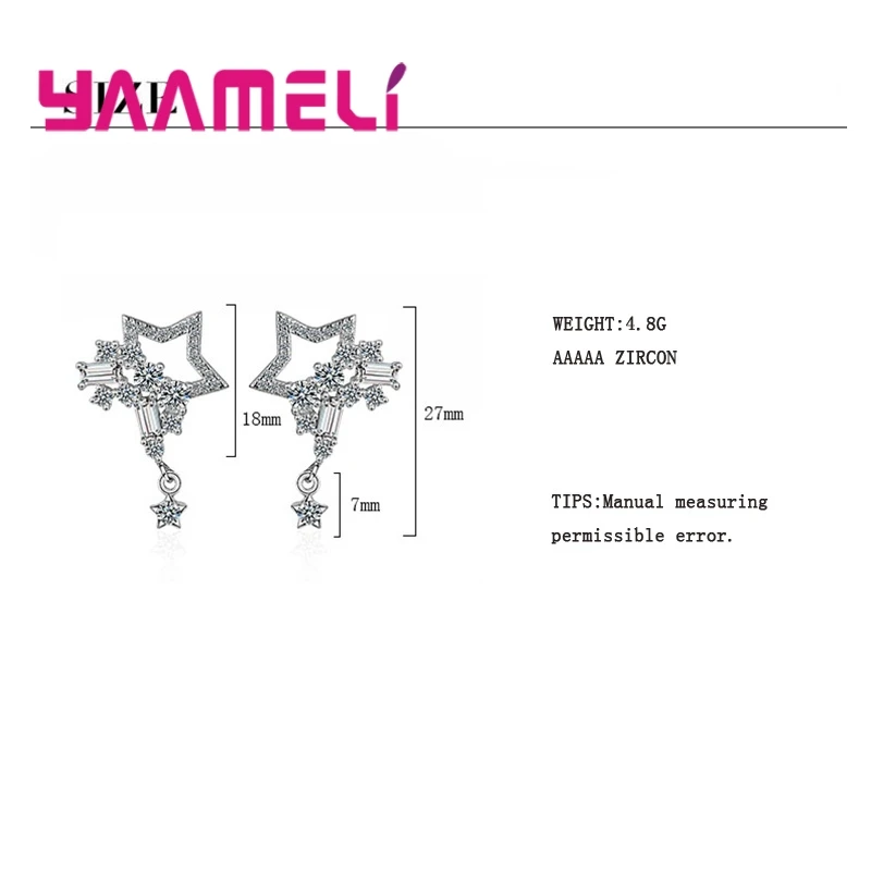 New Romantic Collections Cute Stars Zircons 925 Sterling Silver Fashion Women Stud Earrings Best Valentine's Day Gifts
New Romantic Collections Cute Stars Zircons 925 Sterling Silver Fashion Women Stud Earrings Best Valentine's Day Gifts