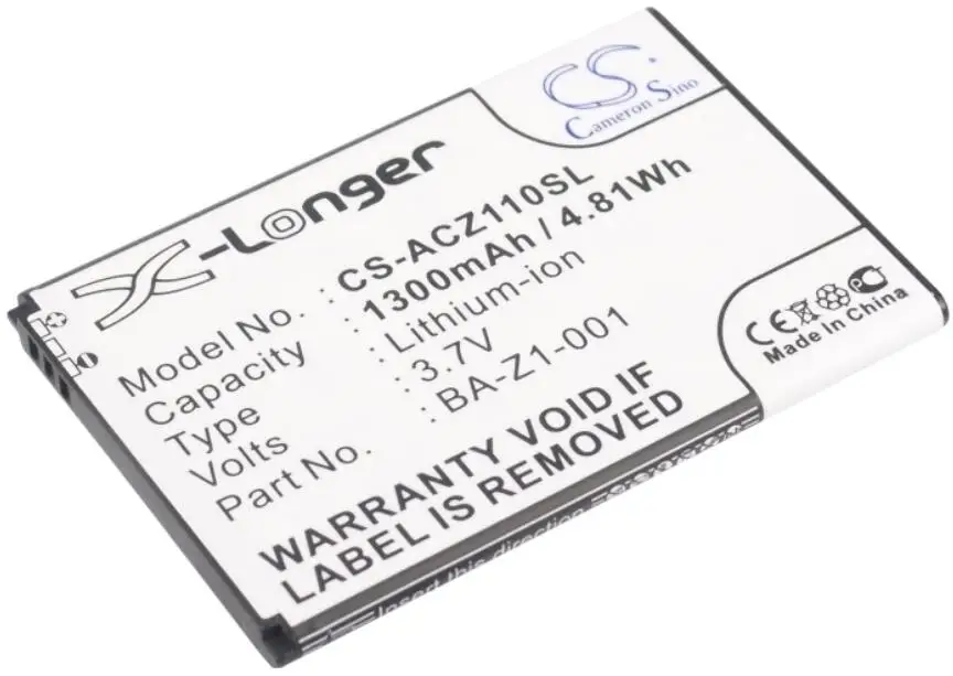 Cameron Sino 1300mah battery for ACER Liquid Z110 Dou Z120 Z2 Dual BA-Z1-001 BA-Z1-003
Cameron Sino 1300mah battery for ACER Liquid Z110 Dou Z120 Z2 Dual BA-Z1-001 BA-Z1-003