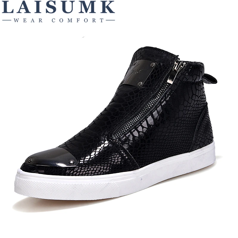 LAISUMK Autumn Winter Men Black Classic High Top Crocodile Pattern Leather Shoes Men Sneakers Non-slip Male Driving Moccasins
LAISUMK Autumn Winter Men Black Classic High Top Crocodile Pattern Leather Shoes Men Sneakers Non-slip Male Driving Moccasins