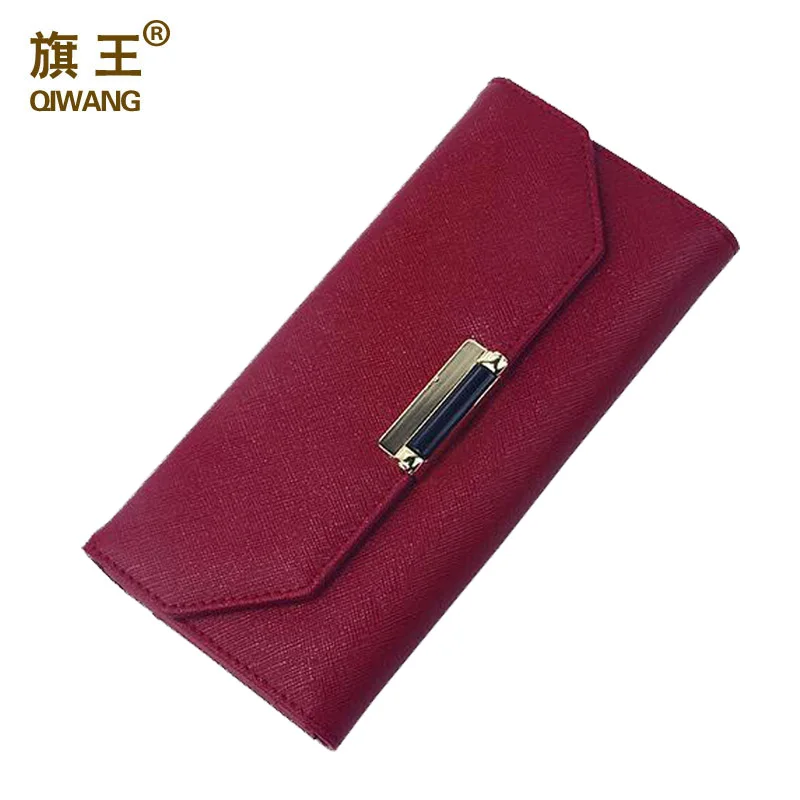 Qiwang Trifold Для женщин кожа Saffiano Wallet Организатор Двойные деньги клатч держатель