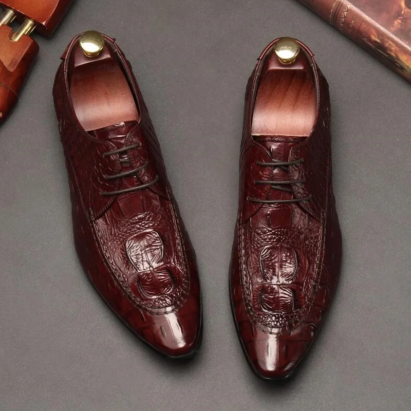 OMDE Fashion Pointed Toe Mens Formal Shoes Genuine Leather Lace-up Dress Shoes Crocodile Pattern Men Party Wedding Shoes
OMDE Fashion Pointed Toe Mens Formal Shoes Genuine Leather Lace-up Dress Shoes Crocodile Pattern Men Party Wedding Shoes
