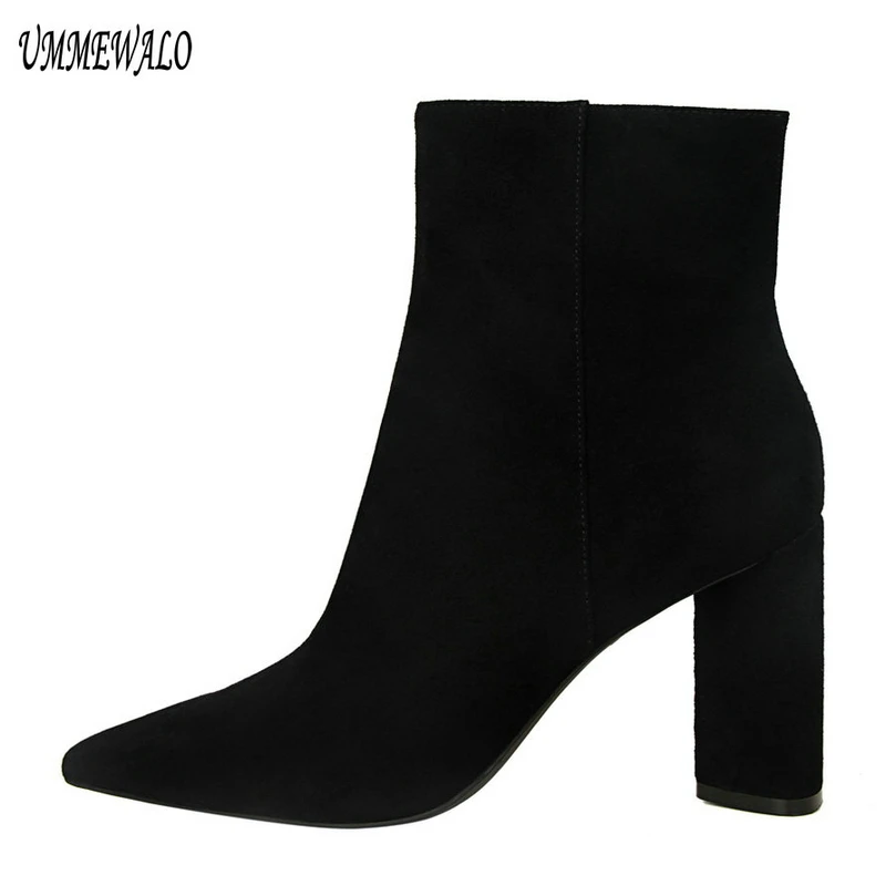 UMMEWALO Boots Women Ankle Length Flock Boots Fashion Zipper Design Pointed Toe High Heel Shoes Winter Ankle Boots Ladies Shoes
UMMEWALO Boots Women Ankle Length Flock Boots Fashion Zipper Design Pointed Toe High Heel Shoes Winter Ankle Boots Ladies Shoes