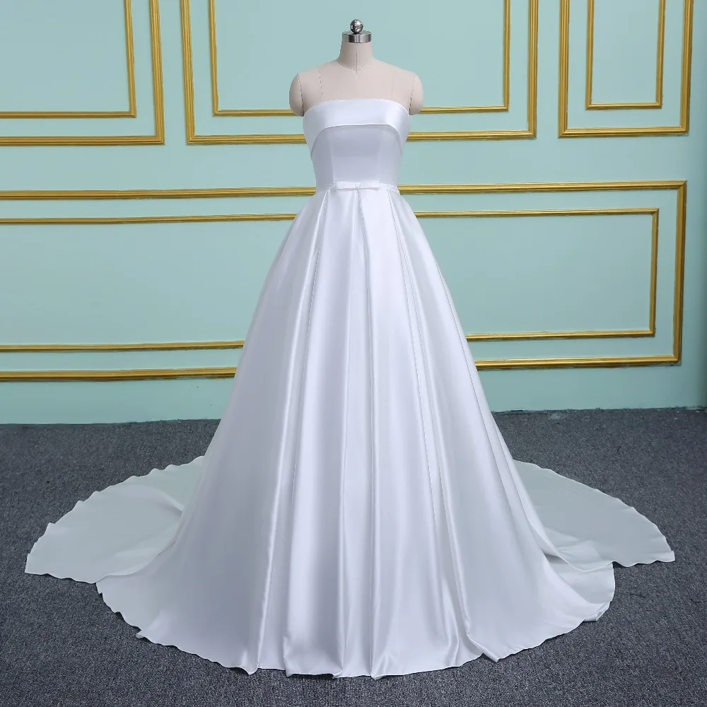 2019 White / Ivory Luxury Vestido De Noiva Robe De Mariage Bridal A Line Satin With Chapel Train Wedding Dresses
2019 White / Ivory Luxury Vestido De Noiva Robe De Mariage Bridal A Line Satin With Chapel Train Wedding Dresses