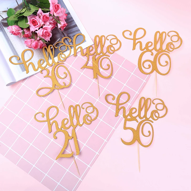1pcs/set Gold Glitter Hello 30,21,40,50,60 Cake Topper Thirty Birthday Topper Wedding Party Cake Decoration Supplies
1pcs/set Gold Glitter Hello 30,21,40,50,60 Cake Topper Thirty Birthday Topper Wedding Party Cake Decoration Supplies