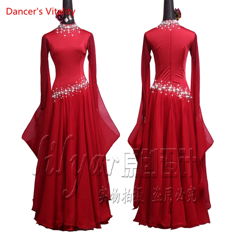 Custom Made Ballroom Dance Competition Dresses Dance Waltz Fringe Dress High Collar Costumes Standard Dance Dress
Custom Made Ballroom Dance Competition Dresses Dance Waltz Fringe Dress High Collar Costumes Standard Dance Dress
