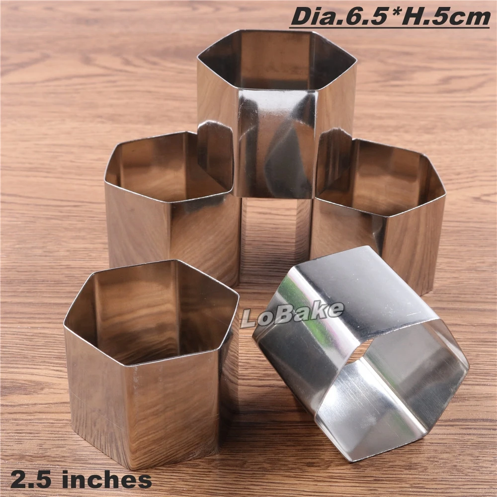 (5pcs/lot) 2.5 inches dia.6.5cm height 5cm hexagon stainless steel cake mold pineapple mousse tiramisu mould rice roll molds
(5pcs/lot) 2.5 inches dia.6.5cm height 5cm hexagon stainless steel cake mold pineapple mousse tiramisu mould rice roll molds