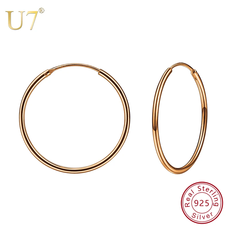 U7 925 Sterling Silver Earrings Round Circle Design Hoop Rose Gold Color Mother's Day Gifts Women Jewelry SC61
U7 925 Sterling Silver Earrings Round Circle Design Hoop Rose Gold Color Mother's Day Gifts Women Jewelry SC61