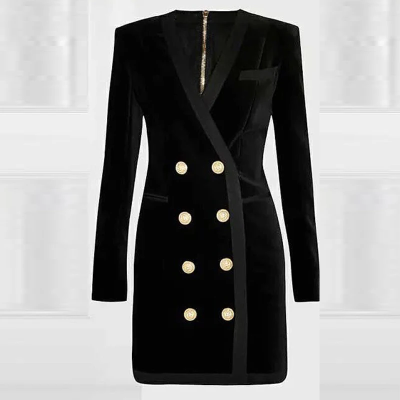 EXCELLENT QUALITY Stylish Fall Winter Dress for Women V-neck Lion Buttons Double Breasted Velvet Dress
EXCELLENT QUALITY Stylish Fall Winter Dress for Women V-neck Lion Buttons Double Breasted Velvet Dress
