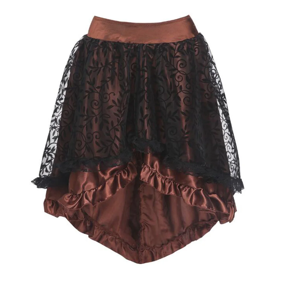 Фото Женская винтажная юбка в викторианском стиле кружевная с оборками и высокой