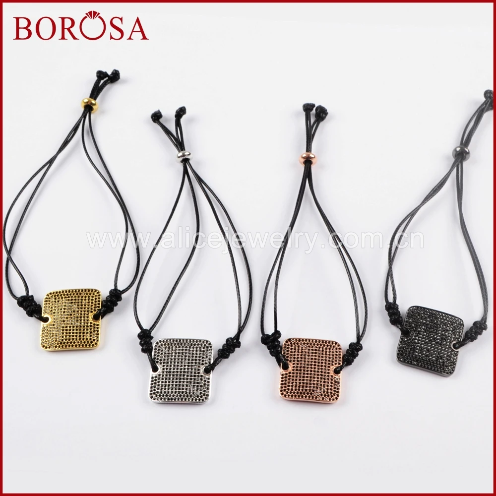BOROSA Fashion 5PCS Black CZ Zircon Stone Rectangle Connector Bracelets Adjustable Rope Chain Design for Women Jewelry WX629
BOROSA Fashion 5PCS Black CZ Zircon Stone Rectangle Connector Bracelets Adjustable Rope Chain Design for Women Jewelry WX629