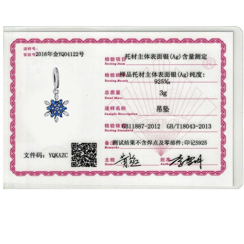 BELAWANG 925 Sterling Silver Blue Crystal Snowflake Charms Fit Original BW Bracelet Necklace Authentic Jewelry Accessories
BELAWANG 925 Sterling Silver Blue Crystal Snowflake Charms Fit Original BW Bracelet Necklace Authentic Jewelry Accessories