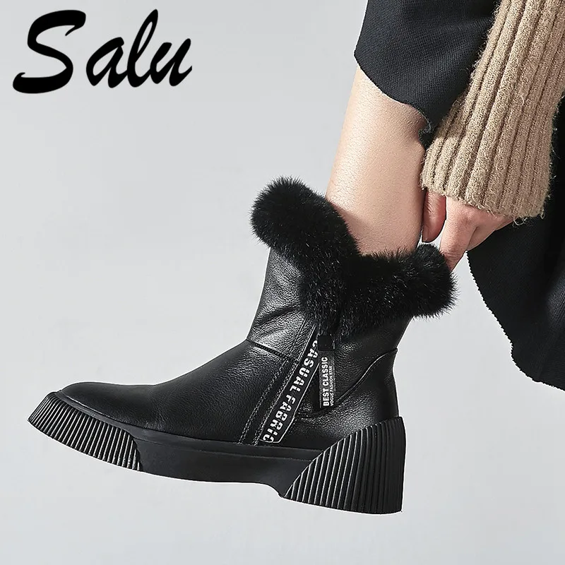 Salu New Women High Quality Cow Leather Ankle Boots Platform Heels Autumn Winter Keep Warm Snow Boots Black Shoes Woman
Salu New Women High Quality Cow Leather Ankle Boots Platform Heels Autumn Winter Keep Warm Snow Boots Black Shoes Woman