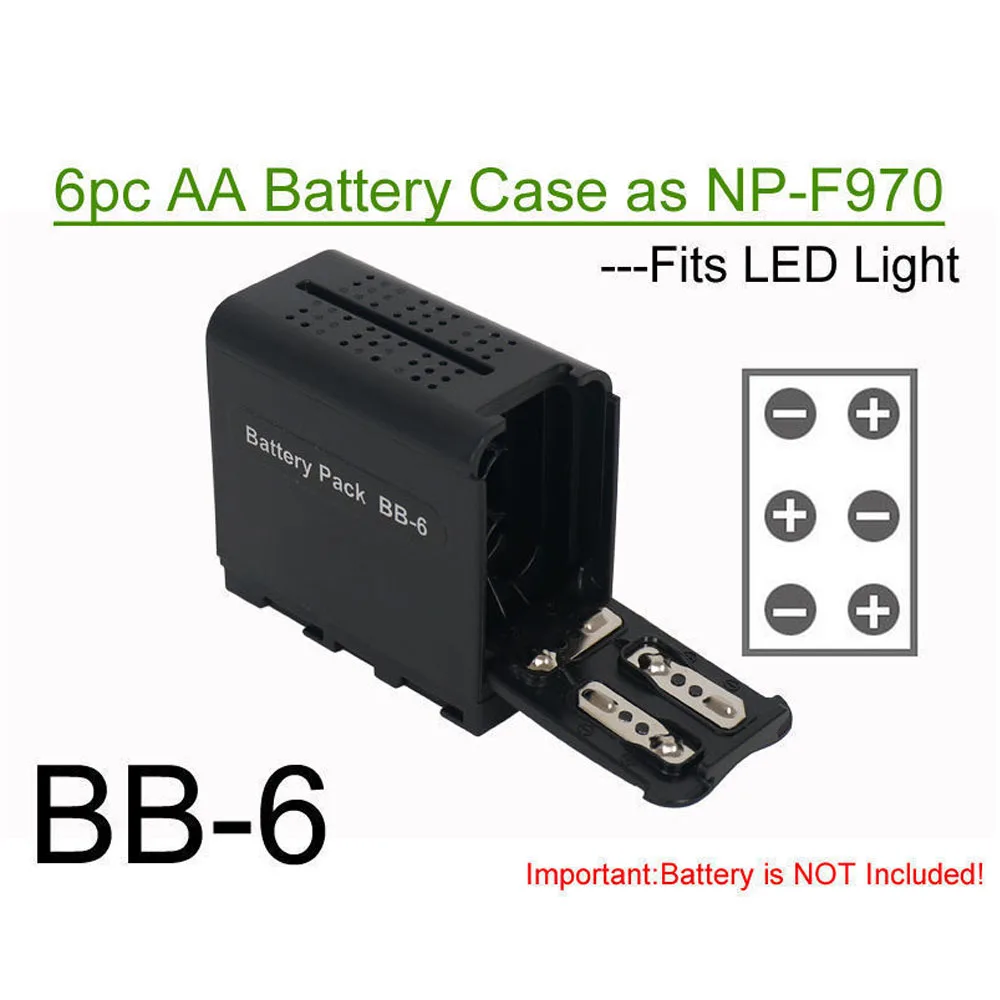 2pcs Battery Case Pack BB-6 6pcs AA Batteries Power Work like NP-F970 For LED Video Light Panels For Monitor YN300 II DV-160V
2pcs Battery Case Pack BB-6 6pcs AA Batteries Power Work like NP-F970 For LED Video Light Panels For Monitor YN300 II DV-160V