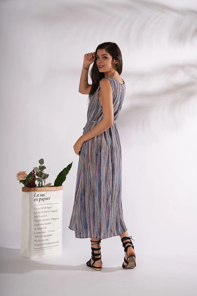 Women's clothing 2019 summer sexy round neck sleeveless color strip print strap dress high quality chiffon fashion dress
Women's clothing 2019 summer sexy round neck sleeveless color strip print strap dress high quality chiffon fashion dress