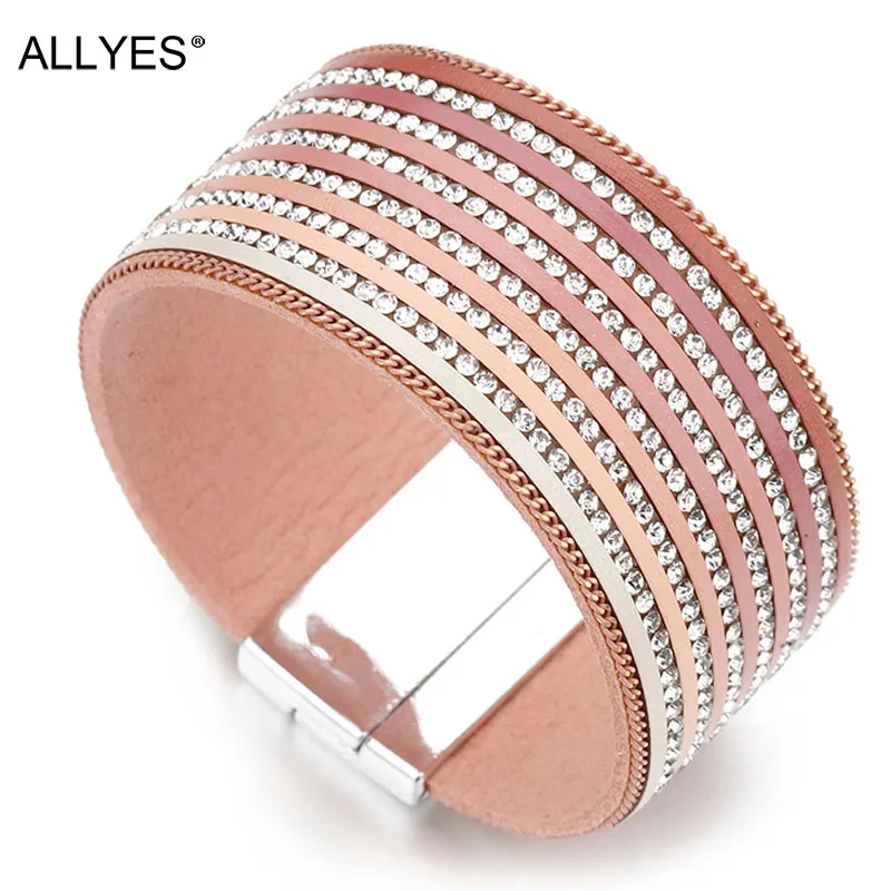 ALLYES Gradient Color Leather Bracelets for Women Femme Crystal Lined Boho Wide Wrap Bracelets & Bangles Bracelet Female Jewelry
ALLYES Gradient Color Leather Bracelets for Women Femme Crystal Lined Boho Wide Wrap Bracelets & Bangles Bracelet Female Jewelry