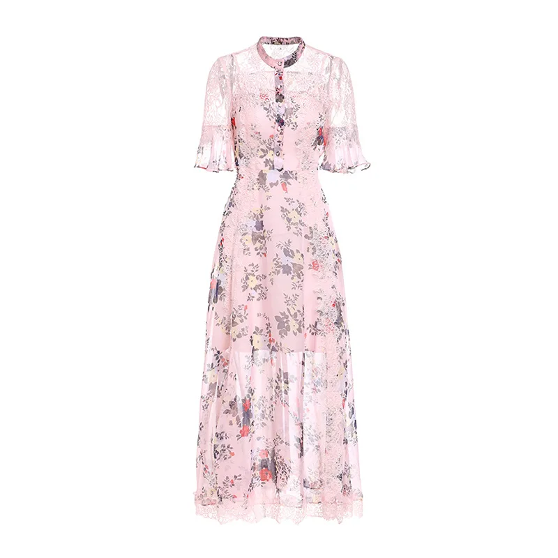 High quality 2019 Summer Fashion New Designer Women's Dress Women Sequins Flower Print Stitching Lace Large Swing Ladies Dresses
High quality 2019 Summer Fashion New Designer Women's Dress Women Sequins Flower Print Stitching Lace Large Swing Ladies Dresses