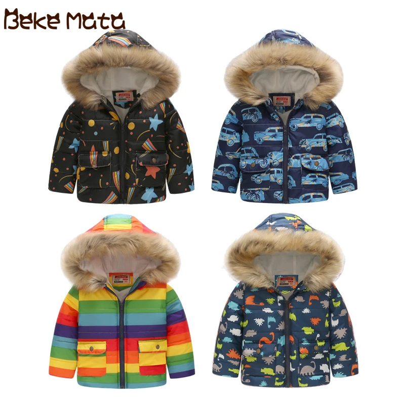 BEKE MATA/Детское зимнее пальто с рисунком для мальчиков парки девочек Плотные