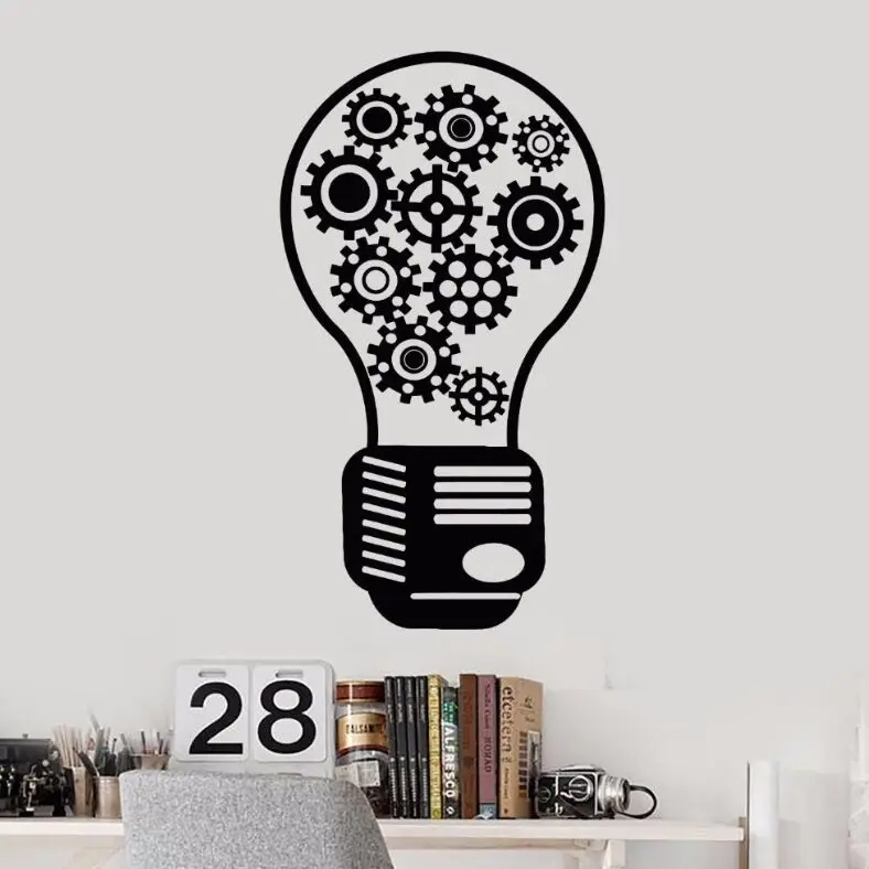 Vinyl Wall Decal Removable Gear Light Bulb Motivational Decor Office Style Stickers Office Wall Art Mural Decoration Decal AY412
Vinyl Wall Decal Removable Gear Light Bulb Motivational Decor Office Style Stickers Office Wall Art Mural Decoration Decal AY412
