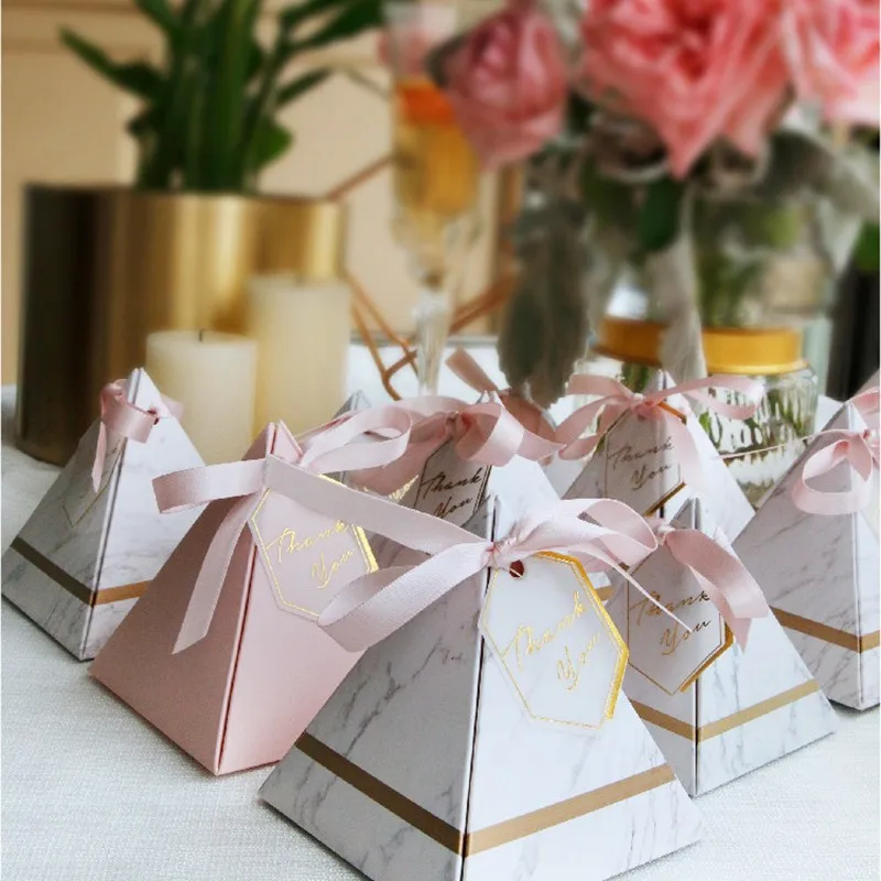 New Europe Triangular Pyramid Style Candy Box Wedding Favors Party Supplies Paper Gift Boxes with THANKS Card & Ribbon 100PCS///
New Europe Triangular Pyramid Style Candy Box Wedding Favors Party Supplies Paper Gift Boxes with THANKS Card & Ribbon 100PCS///