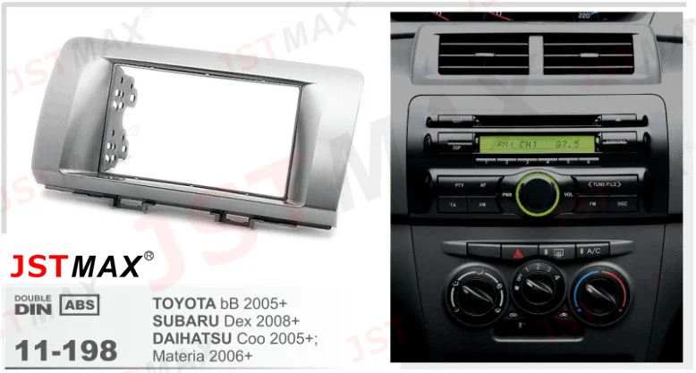 Автомобильная DVD CD радиопанель JSTMAX, Лицевая панель для TOYOTA Dex DAIHATSU Coo материал, комплект для установки стерео Facia Trim CD
Автомобильная DVD CD радиопанель JSTMAX, Лицевая панель для TOYOTA Dex DAIHATSU Coo материал, комплект для установки стерео Facia Trim CD