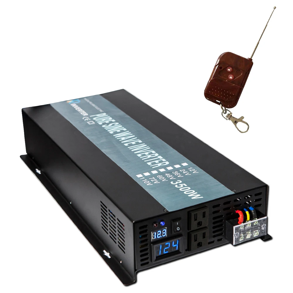 Solar Inverter 12V 220V 3500W Pure Sine Wave Power Inverter DC to AC Voltage Converter 24V/48V to 120V/230V/240V Remote Control
Solar Inverter 12V 220V 3500W Pure Sine Wave Power Inverter DC to AC Voltage Converter 24V/48V to 120V/230V/240V Remote Control
