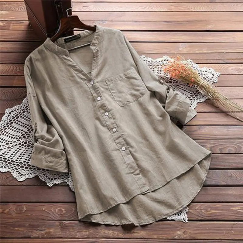 Plus Size Stand Collar Solid Women Blouses Long Sleeve Vintage Buttons Pockets Casual Female Summer Shirts S-5XL Lady Clothing
Plus Size Stand Collar Solid Women Blouses Long Sleeve Vintage Buttons Pockets Casual Female Summer Shirts S-5XL Lady Clothing