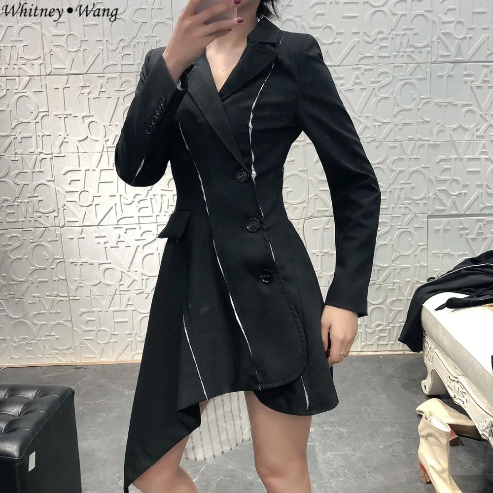 WHITNEY WANG 2019 весенне осеннее модное уличное дизайнерское стильное асимметричное