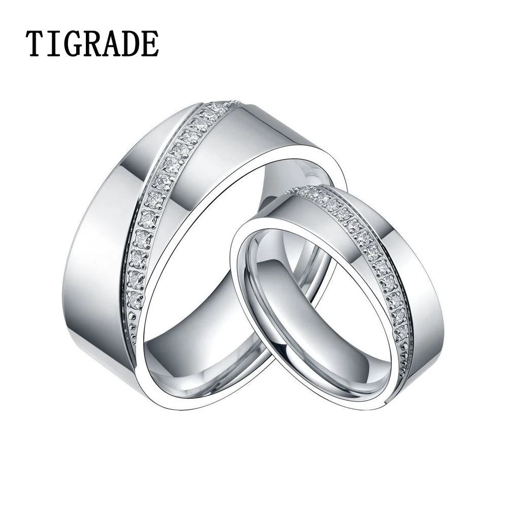 TIGRADE 1pc 8mm Silver Color Polished Couple Rings With CZ Wedding Band Trendy Titanium CZ Stone Ring Love Set Jewelry
TIGRADE 1pc 8mm Silver Color Polished Couple Rings With CZ Wedding Band Trendy Titanium CZ Stone Ring Love Set Jewelry