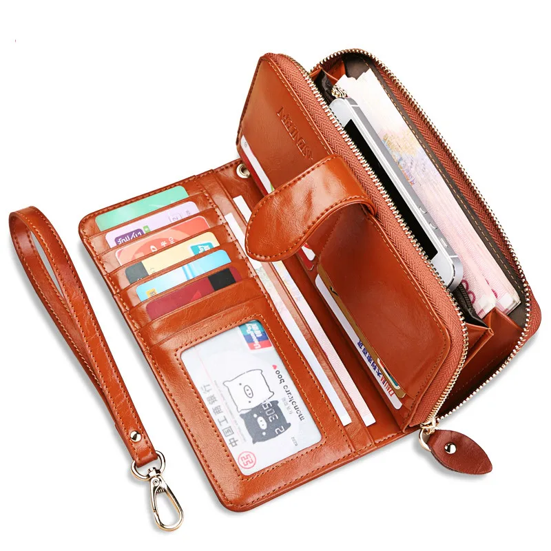 Hot Sale ! 100% Oil Wax Genuine Cowhide Leather Wallet Women Phone Pocket Purse Famous Brand Female Card Holder Lady Clutch
Hot Sale ! 100% Oil Wax Genuine Cowhide Leather Wallet Women Phone Pocket Purse Famous Brand Female Card Holder Lady Clutch