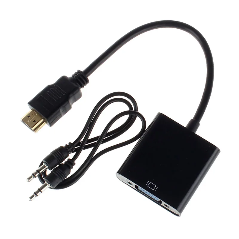 

Адаптер HDMI-совместимый с VGA-преобразователем с аудиокабелем USB 1080P для ПК высококачественное аудио гнездо 3,5 к R + L 30 шт.
