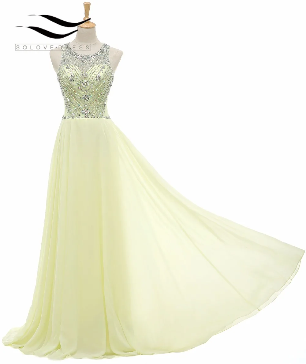 Vestidos De fiesta New Prom Dress Solovedress Sweep Train Real Photo Beaded Stones Chiffon A Line Party Evening Gown SLW0016
Vestidos De fiesta New Prom Dress Solovedress Sweep Train Real Photo Beaded Stones Chiffon A Line Party Evening Gown SLW0016