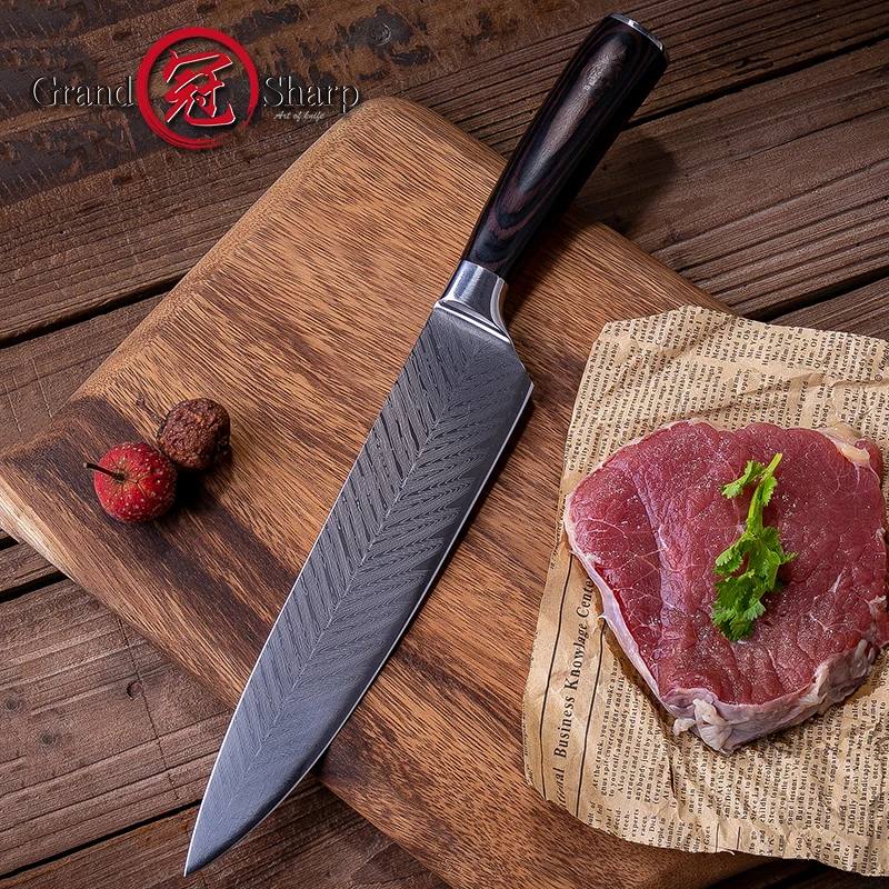 Кухонный нож шеф-повара Grandsharp, Высокоуглеродистый кухонный нож из нержавеющей стали с лазерным Дамасским узором для овощей, суши, сашими, 8 д...
Кухонный нож шеф-повара Grandsharp, Высокоуглеродистый кухонный нож из нержавеющей стали с лазерным Дамасским узором для овощей, суши, сашими, 8 д...