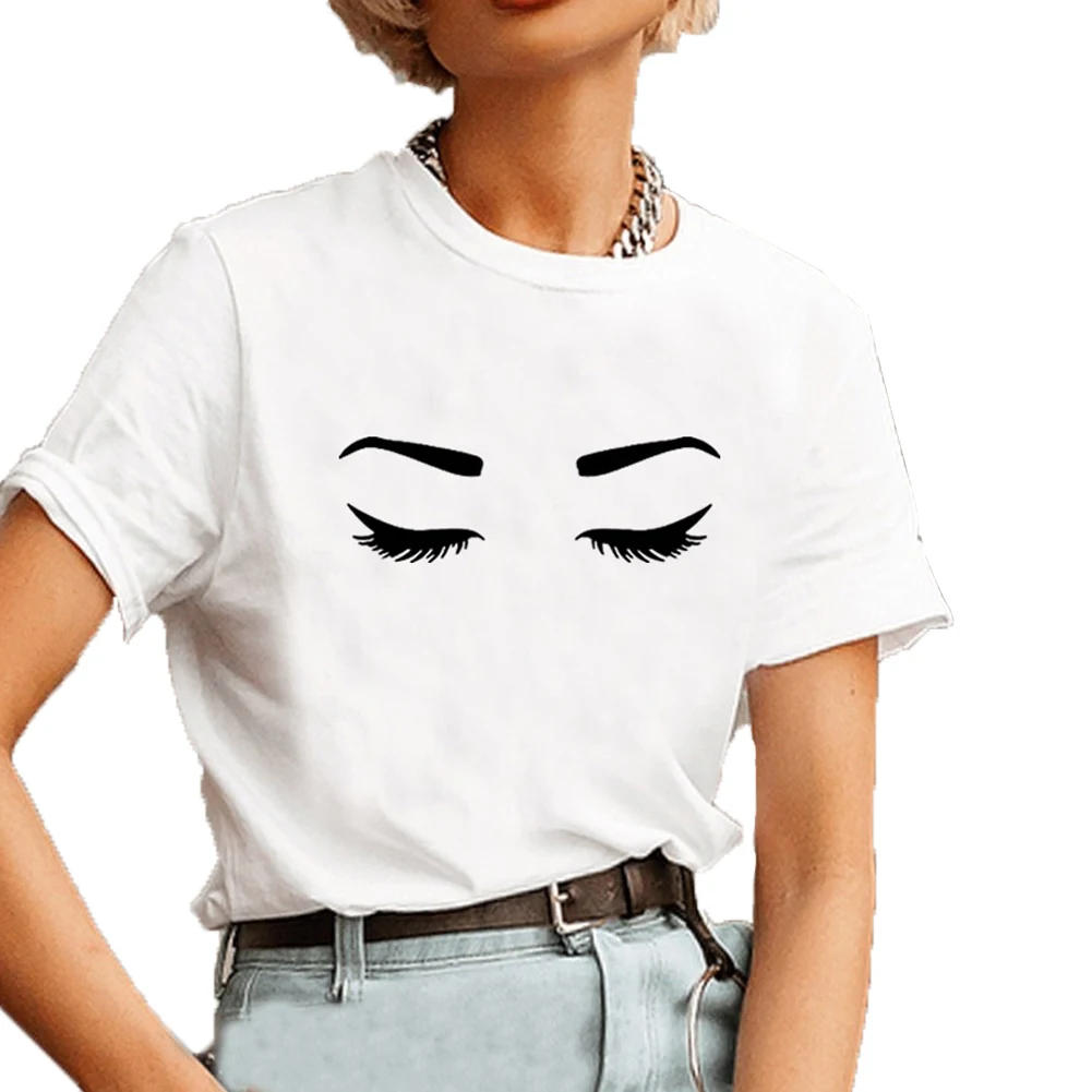 Eyelash Eyebrow Graphic Tee Shirt Femme Summer Short Sleeve O-neck Cotton T Shirt Women Black White Casual Ladies Tops
Eyelash Eyebrow Graphic Tee Shirt Femme Summer Short Sleeve O-neck Cotton T Shirt Women Black White Casual Ladies Tops
